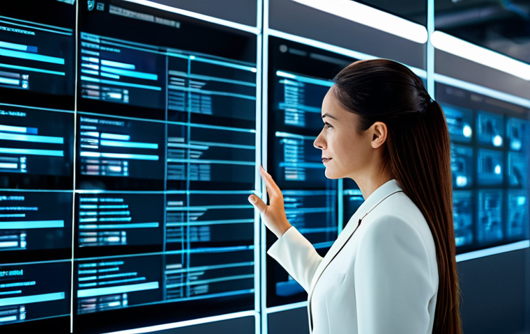 A professional woman, mid-30s, dressed in a modest, modern business suit, stands in a sleek, futuristic data control center. She is thoughtfully interacting with a glowing, transparent holographic interface displaying intricate data streams and personal data vault nodes, symbolizing user control over digital identity. The environment is clean and brightly lit, with subtle high-tech elements. Perfect anatomy, correct proportions, natural pose, well-formed hands, proper finger count, natural body proportions, safe for work, appropriate content, fully clothed, professional, high-resolution, professional photography.